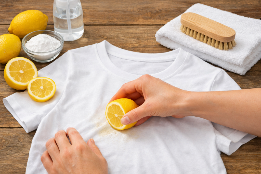 Odstrániť škvrny z&nbsp;oblečenia sa dajú ekologicky, bez chémie s&nbsp;citrónom.